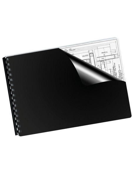 CI | Tapa encuadernacion liderpapel polipropileno a4 0.5mm negro opaco paquete de 100 unidades