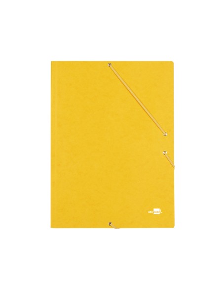 CI | Carpeta liderpapel gomas folio 3 solapas carton simil prespan amarilla