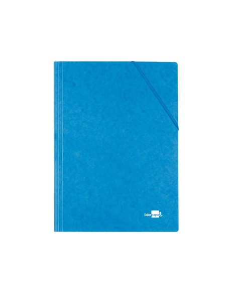 CI | Carpeta liderpapel gomas folio 3 solapas carton simil prespan azul