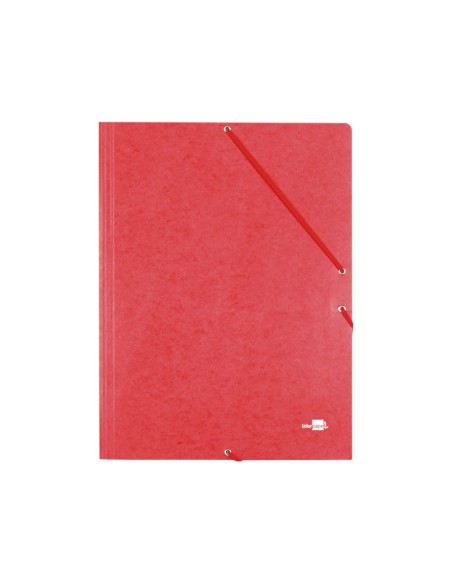 CI | Carpeta liderpapel gomas folio 3 solapas carton simil prespan roja