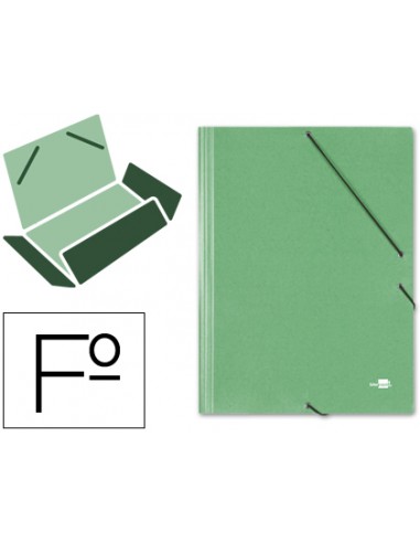 CI | Carpeta liderpapel gomas folio 3 solapas carton simil prespan verde