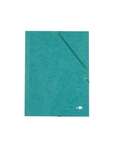 CI | Carpeta liderpapel gomas folio 3 solapas carton simil prespan verde