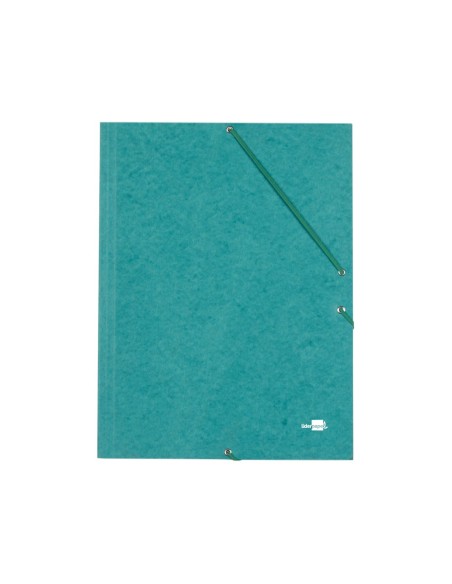 CI | Carpeta liderpapel gomas folio 3 solapas carton simil prespan verde