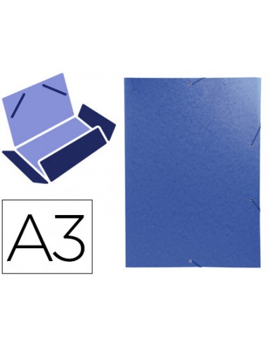 CI | Carpeta exacompta gomas carton simil-prespan tres solapas din a3 azul