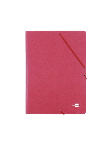 CI | Carpeta liderpapel gomas folio 3 solapas carton prespan roja