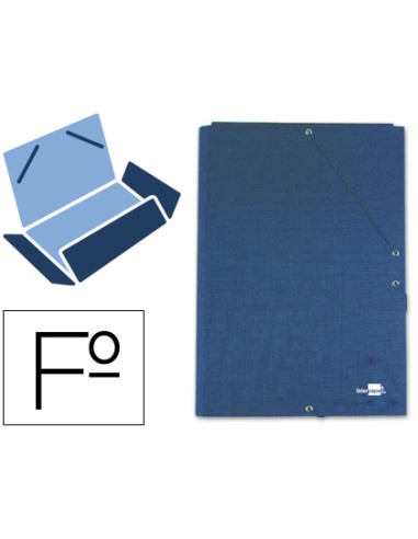 CI | Carpeta liderpapel gomas folio 3 solapas carton forrado azul