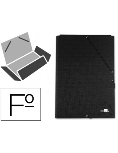 CI | Carpeta liderpapel gomas folio 3 solapas carton forrado negra