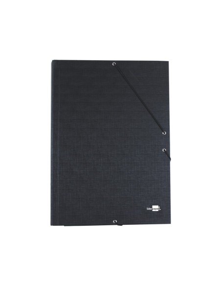CI | Carpeta liderpapel gomas folio 3 solapas carton forrado negra