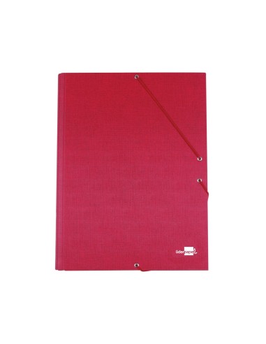 CI | Carpeta liderpapel gomas folio 3 solapas carton forrado roja