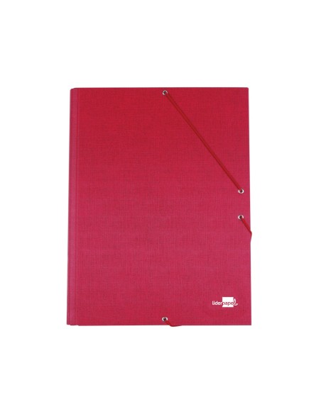 CI | Carpeta liderpapel gomas folio 3 solapas carton forrado roja