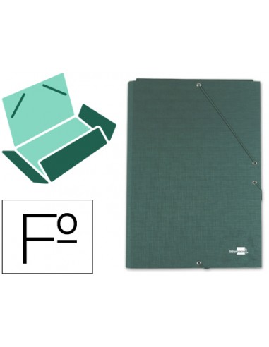 CI | Carpeta liderpapel gomas folio 3 solapas carton forrado verde