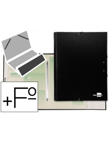 CI | Carpeta clasificadora liderpapel 12 departamentos folio prolongado carton forrado negra