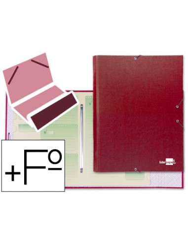 CI | Carpeta clasificadora liderpapel 12 departamentos folio prolongado carton forrado roja
