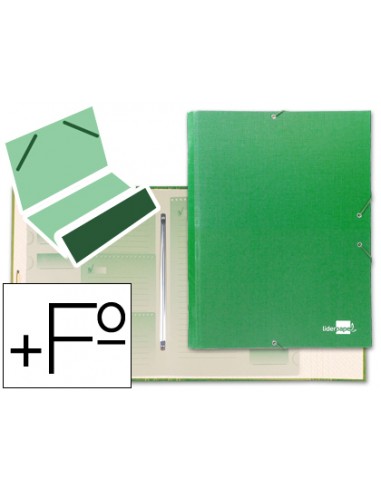 CI | Carpeta clasificadora liderpapel 12 departamentos folio prolongado carton forrado verde claro