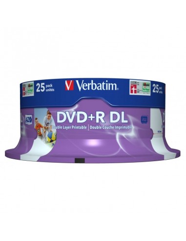 Tarrina de dvd doble capa verbatim 25 unidades dvd+r dl 8.5gb 8x