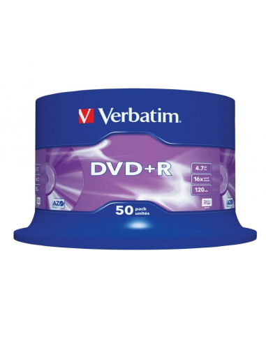 Dvd+r verbatim advanced azo 16x 4.7gb tarrina 50 unidades