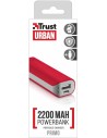 Batería externa trust urban primo powerbank 2200 roja - 2200mah - 5w/1a - led carga - cable microusb - universal