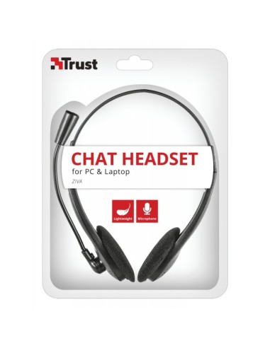 Auriculares con micrófono trust ziva chat - estéreo - peso ligero - almohadillas blandas y diadema ajustable