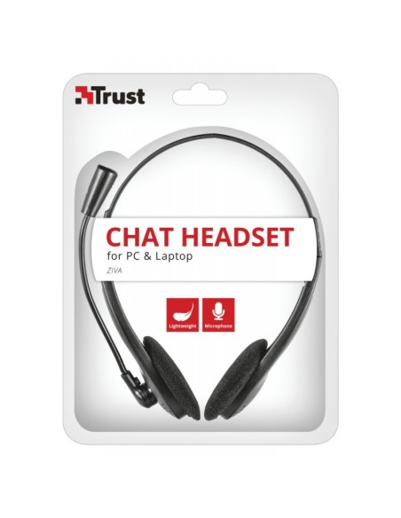 Auriculares con micrófono trust ziva chat - estéreo - peso ligero - almohadillas blandas y diadema ajustable