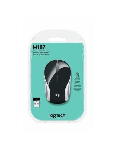 Ratón óptico inalámbrico mini logitech m187...