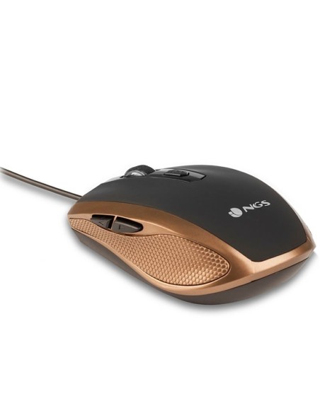 Raton con cable ngs tick gold - 800/1600dpi - 6 botones - usb