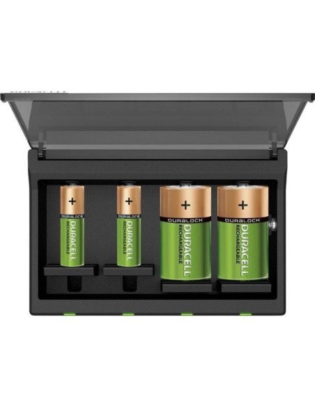 Cargador de pilas duracell cef22-eu - carga 4 pilas simultaneas tipo aa/aaa/c/d o 1x9v - indicador carga - no incluye pilas