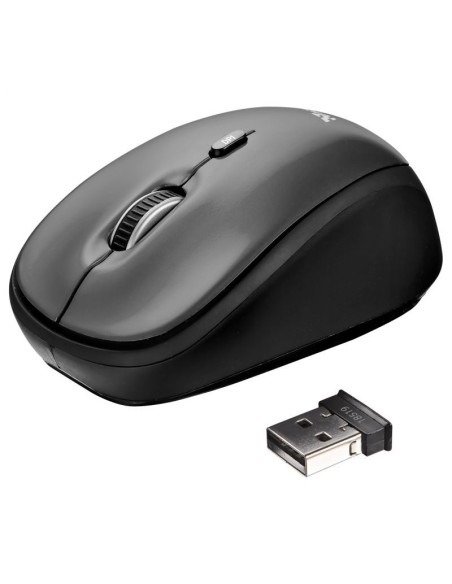 Ratón mini óptico inalámbrico trust yvi 2.4ghz 800 / 1600 dpi gris y negro 18519