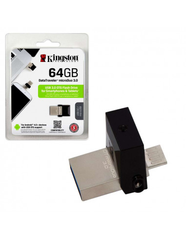 Pendrive kingston datatraveler microduo - 64gb -conectores usb-a y microusb - compatible otg - usb 3.0