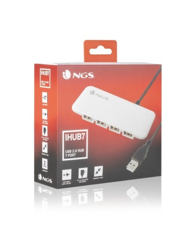 Hub 7 puertos ngs ihub7 - tamaño reducido - alimentador corriente - usb 2.0