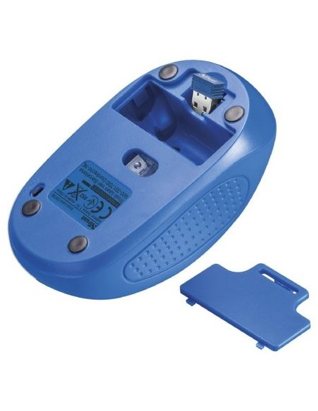 Ratón inalámbrico trust primo blue - alcance 6m - 1000-1600 dpi - micro receptor - apto diestros y zurdos - 2x aaa - 20786