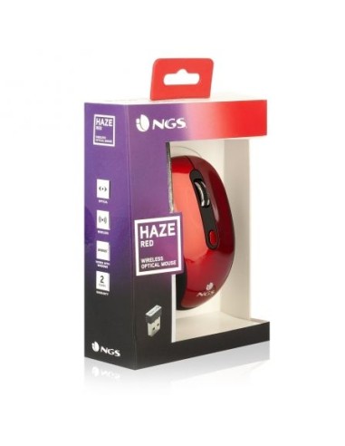 Ratón inalámbrico ngs haze red - óptico -...