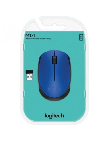 Ratón inalámbrico logitech m171 azul - 2.4ghz - nano receptor usb - diseño ambidiestro - 1xaa