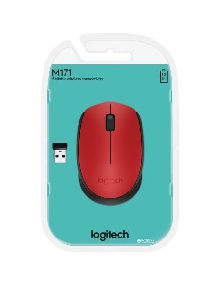 Ratón inalámbrico logitech m171 rojo - 2.4ghz - nano receptor usb - diseño ambidiestro - 1xaa