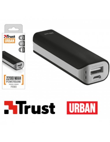 Batería externa trust urban primo powerbank 2200 negra - 2200mah - 5w/1a - led carga - cable microusb - universal