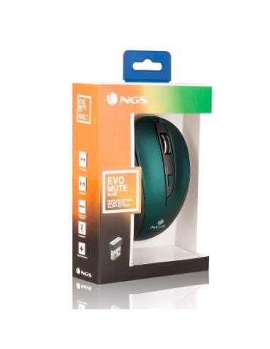 Ratón inalámbrico ngs evo mute blue - 800/1600 dpi - 2.4 ghz - 5 botones silenciosos - receptor nano usb - 2xaaa