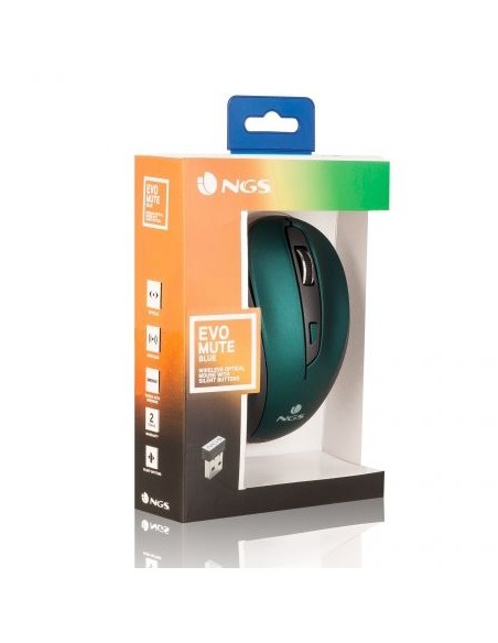 Ratón inalámbrico ngs evo mute blue - 800/1600 dpi - 2.4 ghz - 5 botones silenciosos - receptor nano usb - 2xaaa