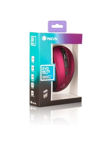 Ratón inalámbrico ngs evo mute purple - 800/1600 dpi - 2.4 ghz - 5 botones silenciosos - receptor nano usb - 2xaaa