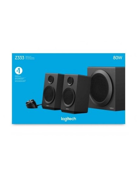 Altavoces 2.1 logitech z333 - 40w rms (satelites 2*8w + subwoofer 24w)  - entrada 3.5mm - entrada rca - toma auriculares