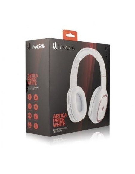 Auriculares bluetooth ngs ártica pride white - alcance 10m - micrófono - diadema ajustable - almohadillas acolchadas - batería 