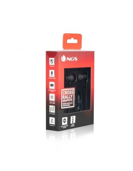 Auriculares intrauditivos ngs cross rally graphite - drivers 9mm -  tecnología voz assistant - 20-20hz - 95db - jack 3.5mm - 