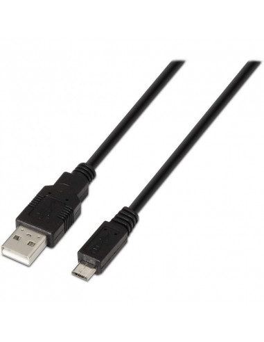 Cable usb 2.0 aisens a101-0027 - conectores usb tipo a macho/microusb tipo b macho - 0.8m - negro