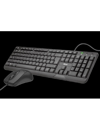Teclado y ratón trust ziva multimedia - teclado cable 1.5m - ratón sensor óptico 1200ppp - diseño ambidiestro