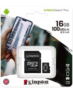 Tarjeta microsd hc 16gb + adaptador kingston canvas...