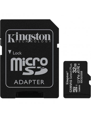 Tarjeta microsd hc 32gb + adaptador kingston canvas select plus - clase 10 - 100mb/s