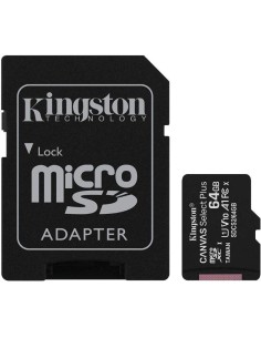 Tarjeta microsd xc 64gb + adaptador kingston canvas...