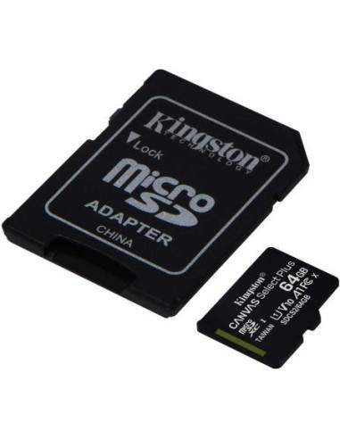 Tarjeta microsd xc 64gb + adaptador kingston...
