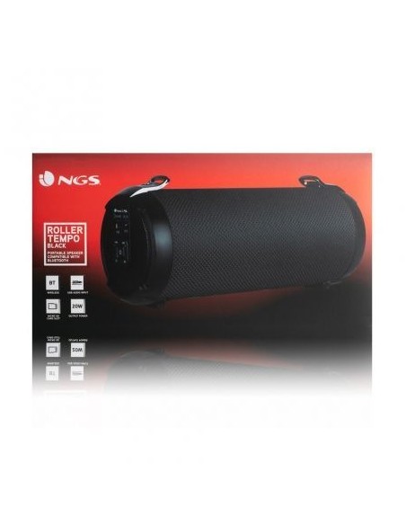 Altavoz bluetooth ngs roller tempo black - bt 5.0 tws - 20w - usb - micro sd - aux - bat 1500mah - correa para el hombro
