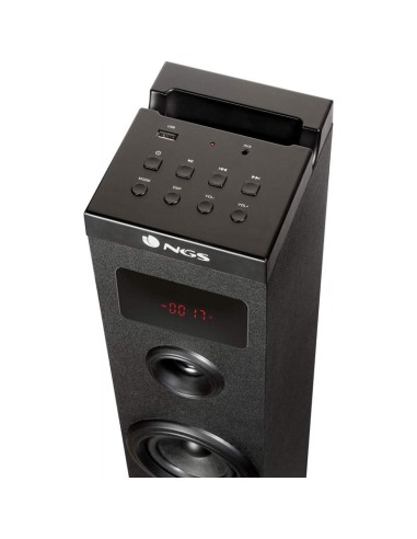 Torre de sonido ngs sky charm - 50w - bt - fm - usb/aux in/optica - pantalla led - carcasa madera - mando a distancia