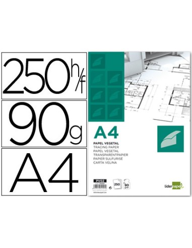 CI | Papel dibujo liderpapel 210x297mm 90g/m2 vegetal