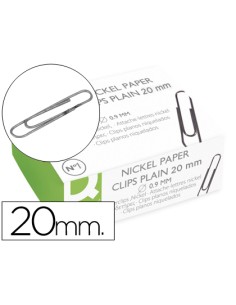 CI | Clips niquelados q-connect nº1 20 mm caja de 100